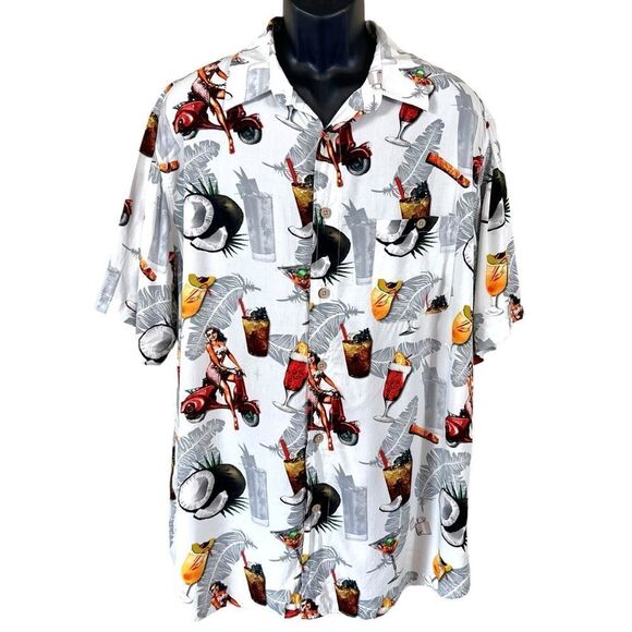 Vintage Junction West Retro Pin Up Hawaiian Shirt - Picture 1 of 13